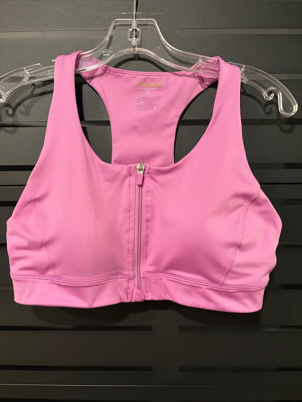 tek gear Lavender Pink Front Zip Racerback Sports Bra - Picture 1 of 4